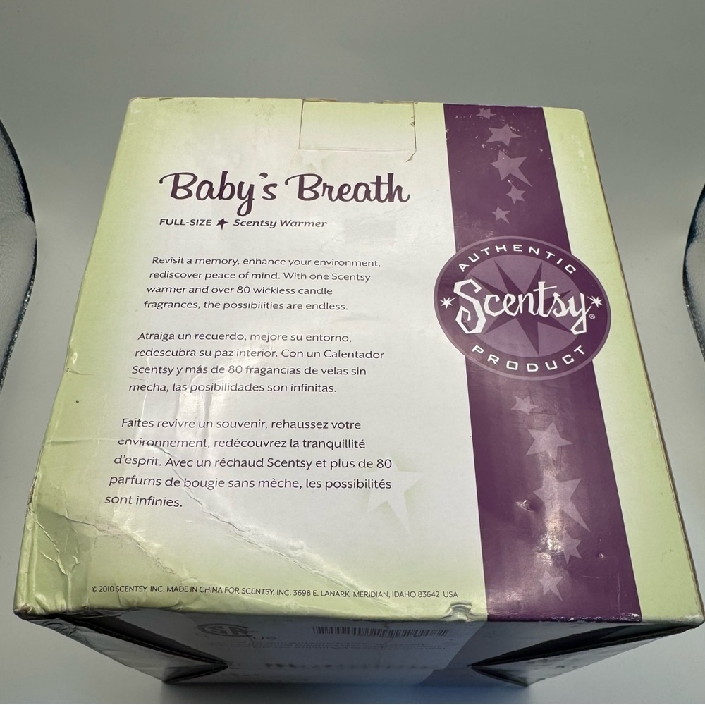 Scentsy Baby’s Breath Blue Wax Warmer Retired Full Size w/ Box - Picture 14 of 16